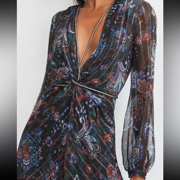 Veronica Beard Kaira metallic printed silk-blend chiffon maxi dress size 10 - Picture 2 of 16